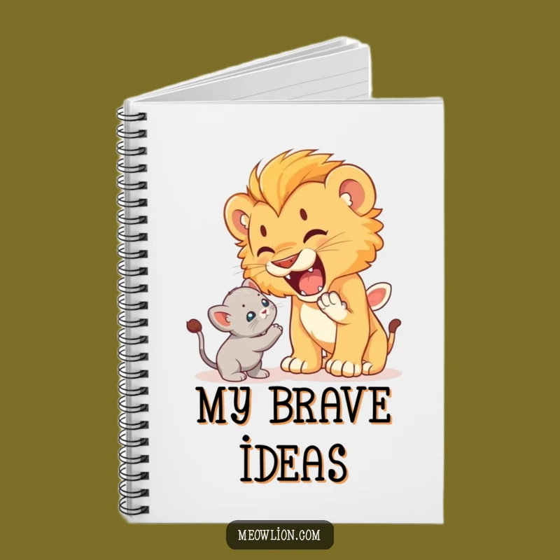 Funny Lion Cub Roaring at Kitten Notebook: Brave Journal, Hilarious Gift